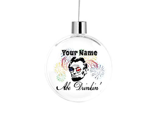 Bleu Reign BRGiftShop Personalized Custom Name Funny Abraham Drinkin Flat Round Tree Ornament