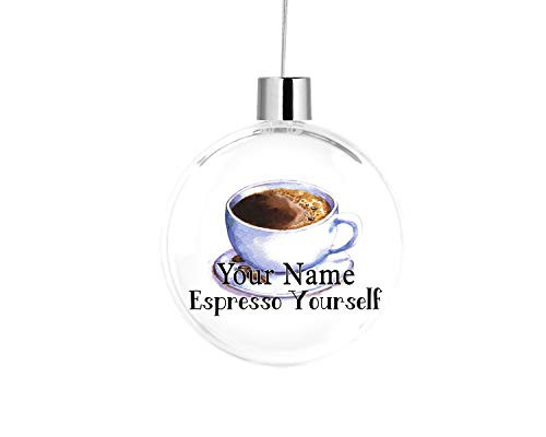 Bleu Reign BRGiftShop Personalized Custom Name Funny Espresso Yourself Flat Round Tree Ornament