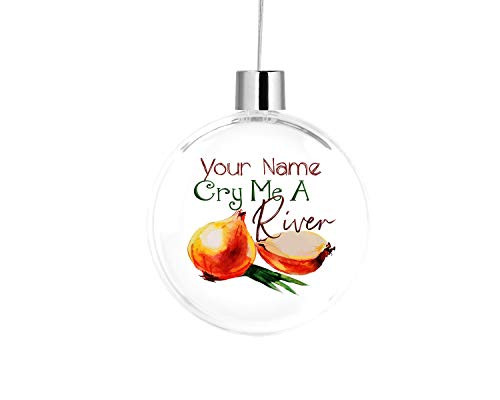 Bleu Reign BRGiftShop Personalized Custom Name Funny Onion Cry Me A River Flat Round Tree Ornament