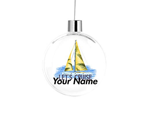 Bleu Reign BRGiftShop Personalized Custom Name Let's Cruise Nautical Flat Round Tree Ornament