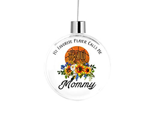 Bleu Reign BRGiftShop Personalized Custom Name My Favorite Player Basketball Mommy Flat Round Tree Ornament