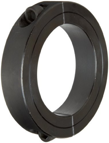 Climax Metal 2C-112 Steel Two-Piece Clamping Collar, Black Oxide Plating, 1-1/8" Bore Size, 1-7/8" OD, With 1/4-28 x 3/4 Set Screw