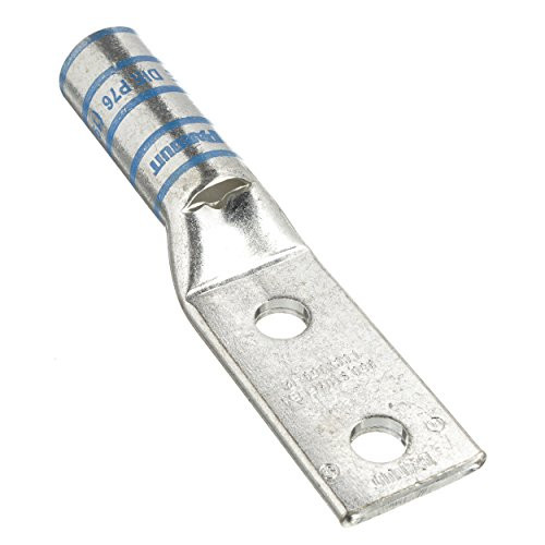 Panduit LCCX6-14D-L Flex Conductor Copper Compression Lug, 2 Hole,  6 AWG Flex, 1/4-Inch Stud, 1-Inch Hole Spacing