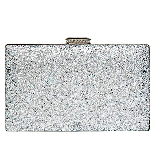 CARIEDO Women's Sparkling Clutch Purse Elegant Glitter Evening Bags Bling Evening Handbag for Dance Wedding Party Prom Bride (Silver)