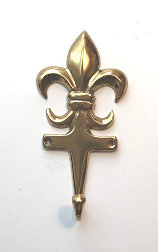 Fleur De Lis Wall Hook, Burnished Gold Fleur De Lis Shaped Hook for Coats Towels Robes Bathroom Wall