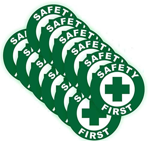 12 pack REFLECTIVE SAFETY FIRST Hard Hat Stickers - OSHA Helmet Decals - Toolbox First Aid Labels - Glow Bright Fall Harness Certified Trained Welder Rigger Crane Operator Foreman Construction