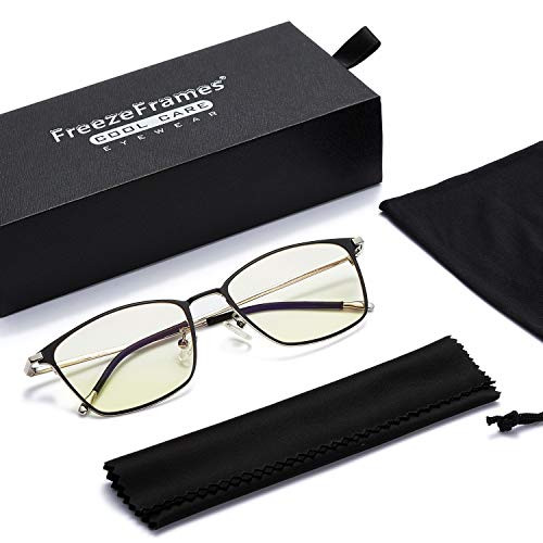 FreezeFrames Blue Light Blocking Glasses Square Eyeglasses Frame Anti Blue Ray Computer Game Glasses, Silver FreezeFrames Blue Light Blocking Glasses Square Eyeglasses Frame Anti Blue Ray Computer Game Glasses, Silver