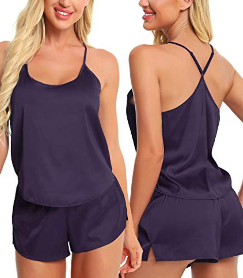 AGFAN Sexy Pajamas for Women Pajama Set Sleepwear Womens Sexy Lingerie Satin Pajamas Cami Shorts Set Nightwear Loungewear Purple XL AGFAN Sexy Pajamas for Women Pajama Set Sleepwear Womens Sexy Lingerie Satin Pajamas Cami Shorts Set Nightwear Loungewear Purple XL