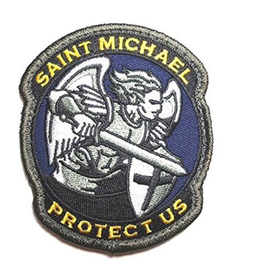 Saint Michael Modern Morale Patch Tactical Military Army Embroidered Sew on Tags Operator Patches with Hook and Loop Fasteners Backing-Multitan (Blue) Saint Michael Modern Morale Patch Tactical Military Army Embroidered Sew on Tags Operator Patches with Hook and Loop Fasteners Backing-Multitan (Blue)