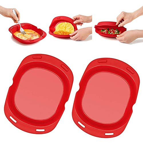 silicone omelette maker microwave,Foldable Microwave Omelet Maker,All-in-one Silicone Omelet Tool,Egg Roll Baking Pan Omelette Tools (2PCS)