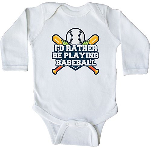 inktastic I'd Rather Be Playing Long Sleeve Creeper 6 Months White 2ad7c