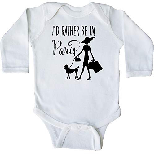 inktastic I'd Rather Be in Paris- Long Sleeve Creeper 6 Months White 35c95