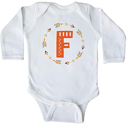inktastic Monogram Letter F Tribal Long Sleeve Creeper 18 Months White 3abec