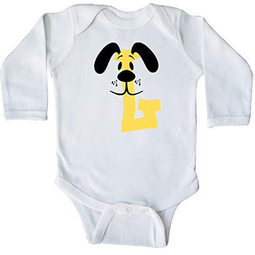 inktastic Cute L Monogram Doggie Long Sleeve Creeper Newborn White 3c8db