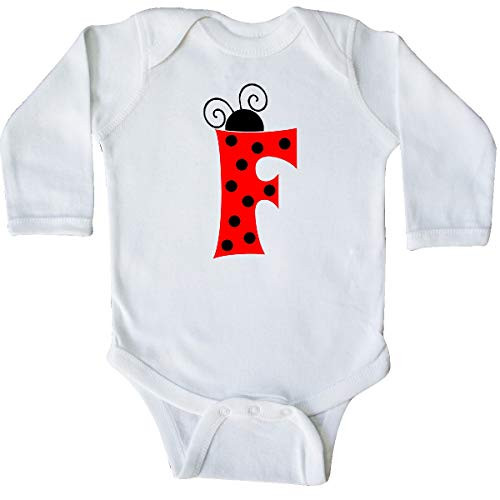 inktastic Cute Lady Bug Initial F Long Sleeve Creeper 6 Months White 3ca95