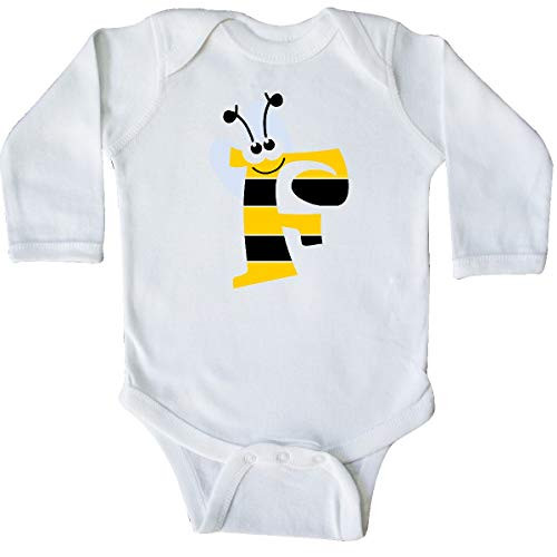 inktastic Cute Bee Initial F Long Sleeve Creeper 18 Months White 3cae8