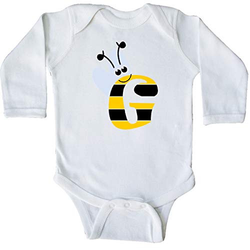 inktastic Cute Bee Initial G Long Sleeve Creeper 12 Months White 3cae9