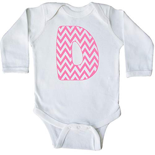 inktastic Cute Pink Chevron Initial D Long Sleeve Creeper 6 Months White 3cb68