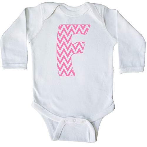 inktastic Cute Pink Chevron Initial F Long Sleeve Creeper Newborn White 3cb6a