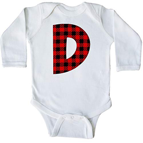 inktastic Red Buffalo Plaid Initial D Long Sleeve Creeper 18 Months White 3cb82