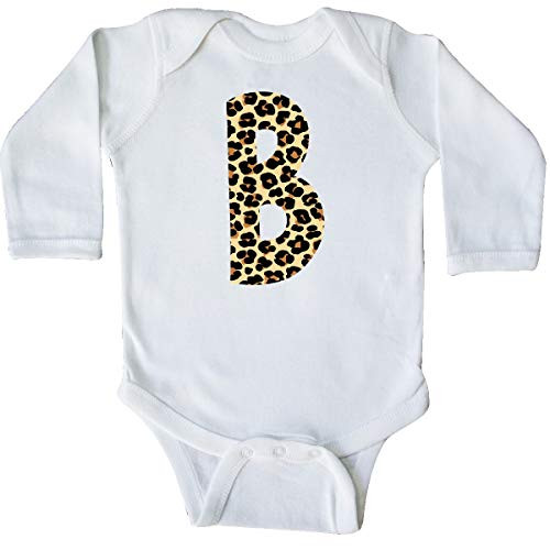 inktastic Leopard Print Letter B Long Sleeve Creeper 18 Months White 3d163