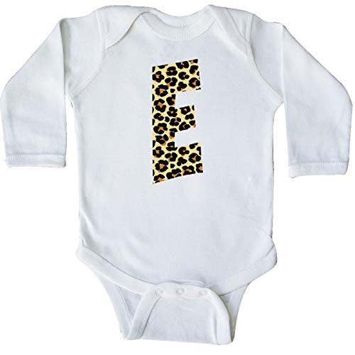 inktastic Leopard Print Letter E Long Sleeve Creeper 18 Months White 3d166