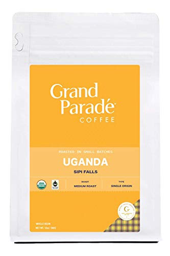 Grand Parade Coffee, Organic Uganda Blue Mountain Blend, Dark Roast, (12oz.) Whole Bean, Fresh Roasted Gourmet Single Origin, Low Acid, Premium Arabica Coffee, Fair Trade, 12-ounce Bag (Whole Bean)