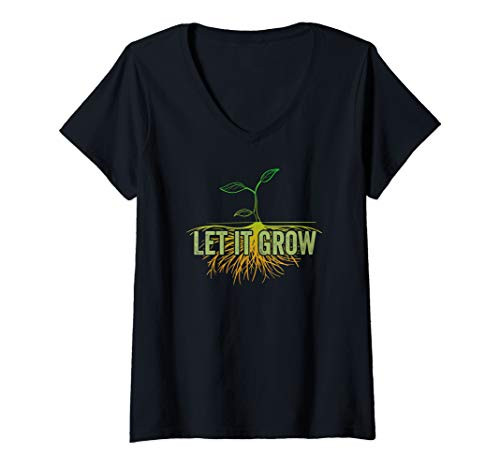 Womens Gardeners Let It Grow Funny Garden Gardening V-Neck T-Shirt Womens Gardeners Let It Grow Funny Garden Gardening V-Neck T-Shirt