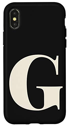 iPhone X/XS G Personalized Monogram Letter Initial Minimal Black White Case