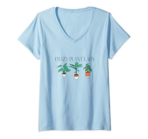 Womens Crazy Plant Lady, Cute Hobby Gardener, Garden Lover Gift V-Neck T-Shirt Womens Crazy Plant Lady, Cute Hobby Gardener, Garden Lover Gift V-Neck T-Shirt