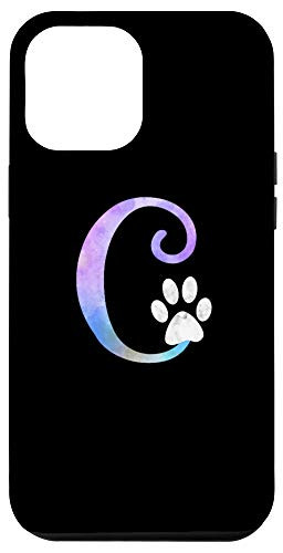 iPhone 12 Pro Max Letter l watercolor cat, dog paw monogram, initial l Case