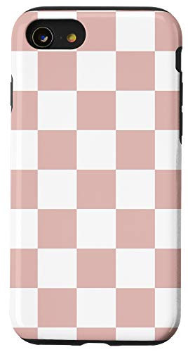 iPhone SE (2020) / 7 / 8 Rose Pink Checkered Board White Pattern Case