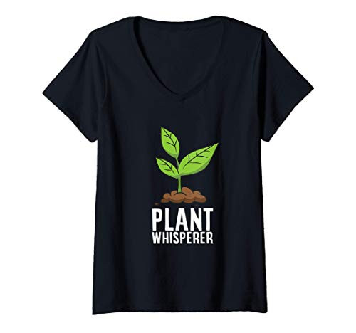 Womens Funny Gardening Plant Whisperer Gardener Love Garden V-Neck T-Shirt