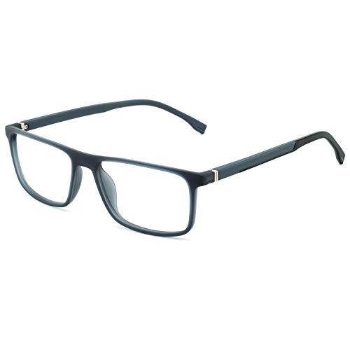 OCCI CHIARI Men's Eyeglasses Frame Fashion Eyewear Rectangular Glasses Nerd Glasses for Men (B-Grey)