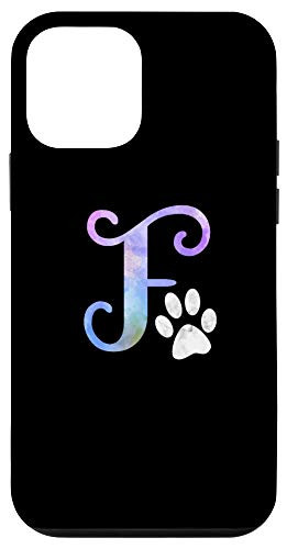 iPhone 12 mini Letter F watercolor cat, dog paw monogram, initial F Case