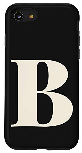 iPhone SE (2020) / 7 / 8 B Personalized Monogram Letter Initial Minimal Black White Case