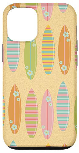 iPhone 12/12 Pro Colorful Tropical Surfboard Beach Ocean Pattern Whimsical Case
