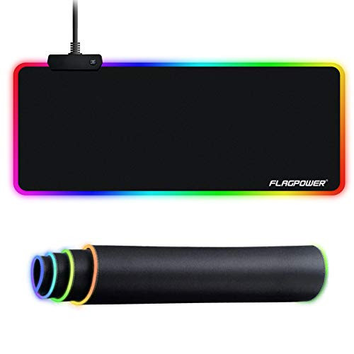 FLAGPOWER RGB Gaming Mouse Pad, Soft Large Extended LED Mouse Pad, Oversized Glowing Computer Keyboard Pad Mat, Non-Slip Rubber Base Waterproof Mousepad Optimized for Gamer/Office 800 x 300mm FLAGPOWER RGB Gaming Mouse Pad, Soft Large Extended LED Mouse Pad, Oversized Glowing Computer Keyboard Pad Mat, Non-Slip Rubber Base Waterproof Mousepad Optimized for Gamer/Office 800 x 300mm