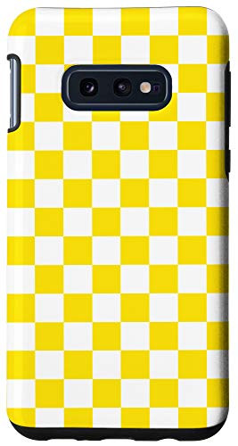 Galaxy S10e Checkerboard, White and Yellow, Checkered, Checker Board Case