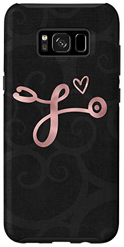 Galaxy S8Plus Cute Letter L Initial Monogram Nurse Rose Pink Stethoscope Case