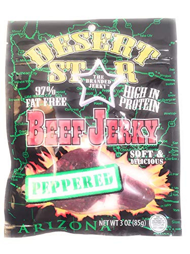 Desert Star PEPPERED Beef Jerky 80 Calorie 3 Ounce Convenience Pack
