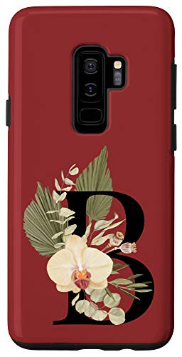 Galaxy S9Plus Cute Monogram Letter Initial B Personalized Tropical Floral Case