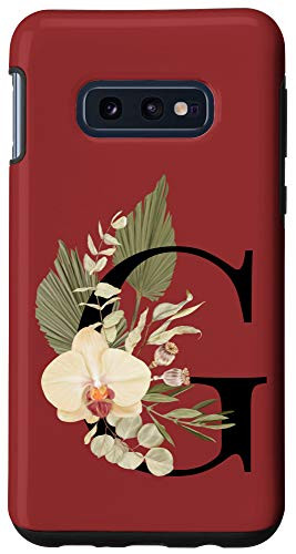 Galaxy S10e Monogram Letter Initial G Floral Boho Flower Red Case