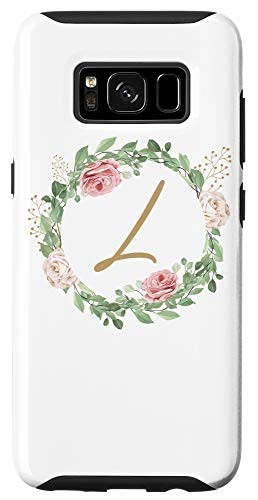 Galaxy S8 Letter L Monogram Personalized Initial L Floral Leaves Case