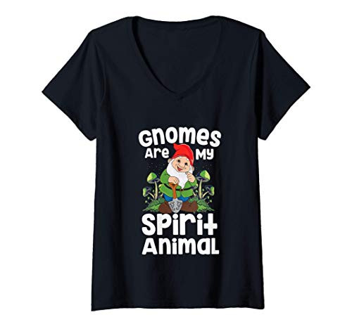 Womens Gardening gnomes are my spirit animal Cute Garden Gnomes V-Neck T-Shirt
