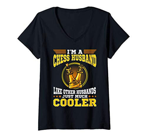 Womens Chess Husband Funny Chess board Game Player Birthday Gift V-Neck T-Shirt Womens Chess Husband Funny Chess board Game Player Birthday Gift V-Neck T-Shirt