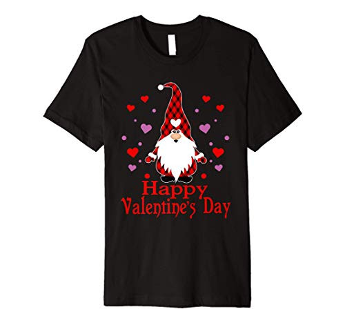 Happy Valentine's Day Garden Gnome Red Buffalo Plaid Love Premium T-Shirt