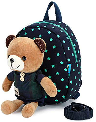 BLUBOON Toddler Backpack for Girls Boys 3D Cute Bear Plush Mini Backpack with Safety Harness Leash Kids Diaper Bag