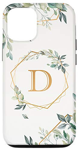 iPhone 12/12 Pro Letter D Monogram Initial Personalized Name Watercolor Leaf Case