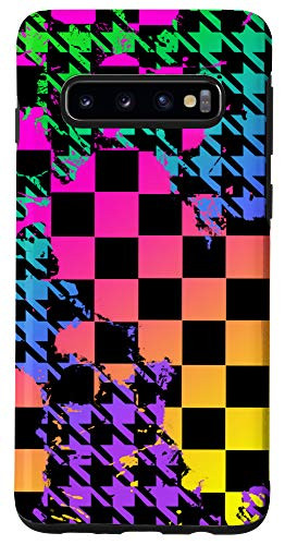 Galaxy S10 Checkered Board Color Fade Paint Splash Hounds Tooth Glitch Case